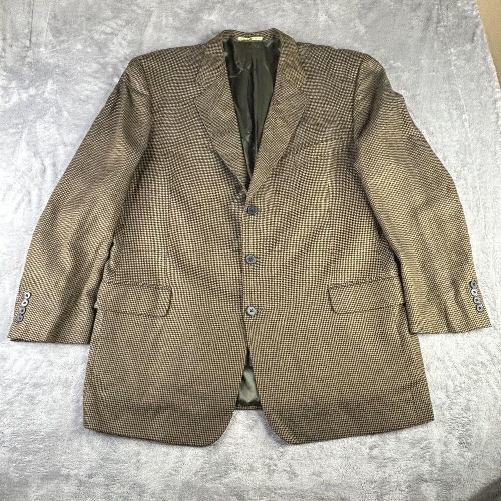 Joseph Abboud Blazer Mens 46 Long 100% Silk Houndstooth 3-Button Sport Coat‎